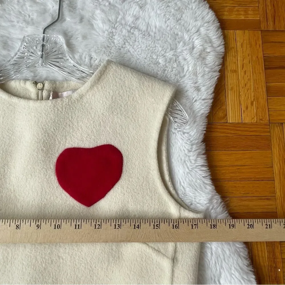 VALENTINO Authentic  Heart Dress Wool Cashmere Silk White Size S‎ Italy